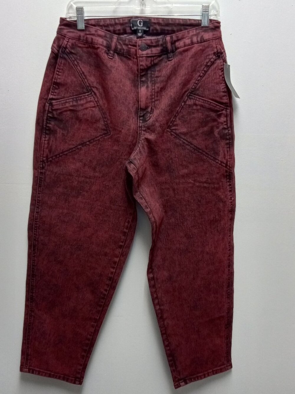 Preloved Deep Burgundy/Black size 12-Giuliana Jeans-dh052
